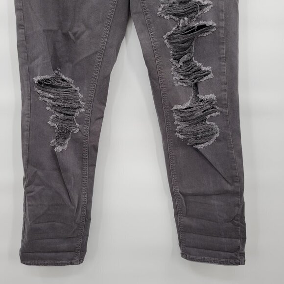 American Eagle Women Gray Mid Rise Tomgirl Distressed Regular Jeans Size 2 - Picture 3 of 12